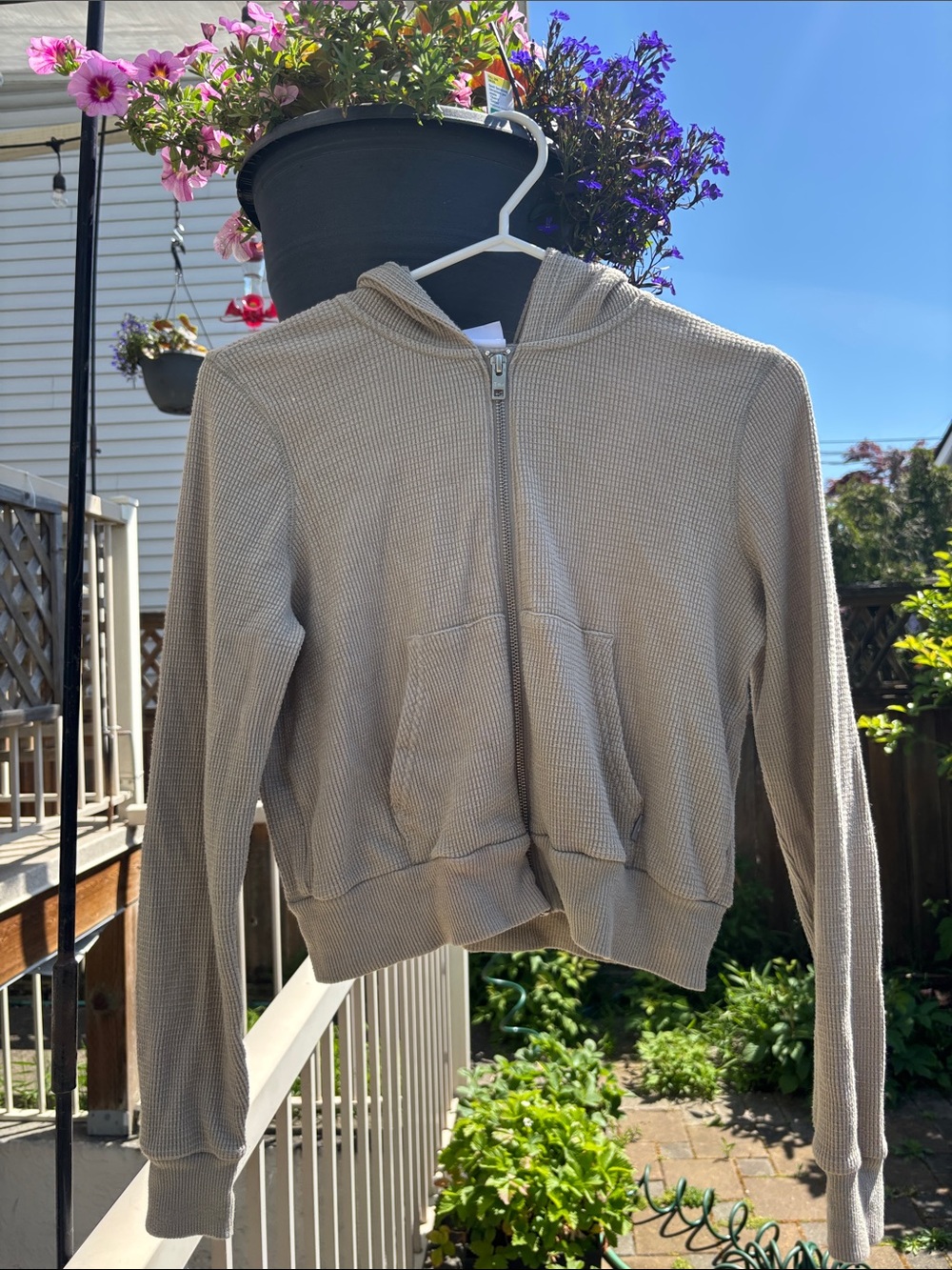 TNA Beige Oatmeal Waffle Eddy Zip Hoodie